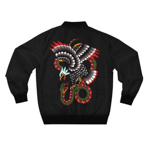 Tattoo Bomber Jacket, snake, eagle tattoo, traditional tattoo, old school tattoo