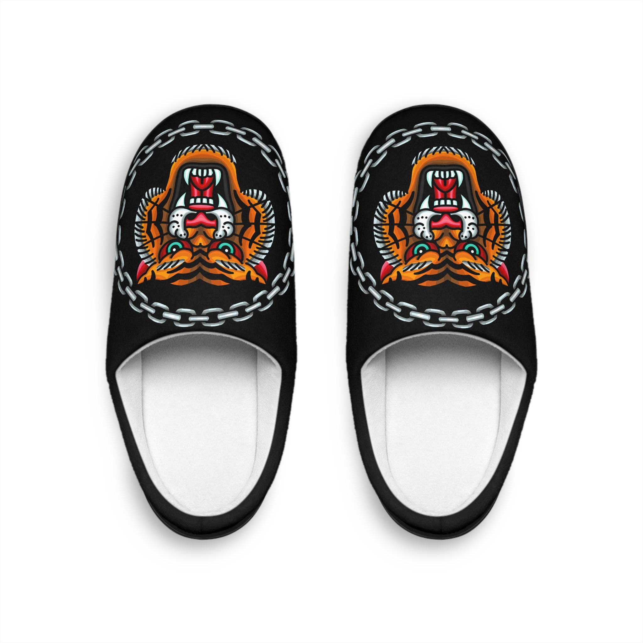 Bohemian White Tiger Pattern Print Premium Home Slippers main image 0