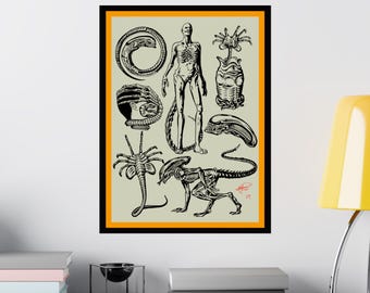 Alien Tattoo Flash mat verticale poster, sci-fi woondecoratie, unieke muurkunstprint, poster Galaxy Space, moderne kamerdecoratie, verticaal