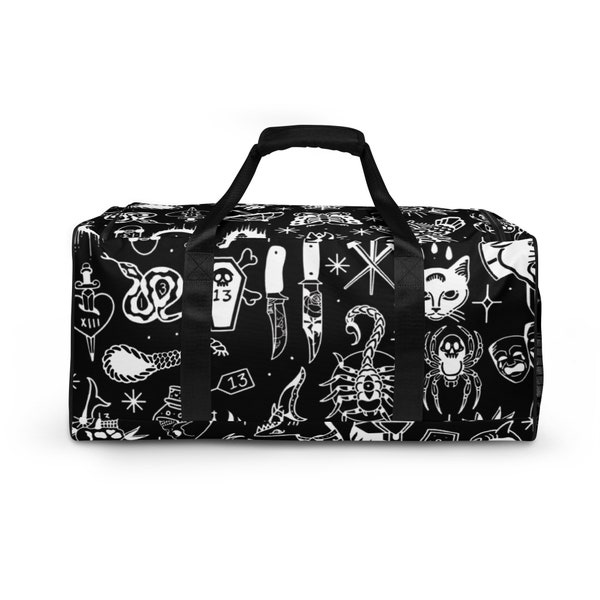 Tattoo Flash Style Duffle bag, old school tattoo bag tattoo bag tattoo duffle, traditional tattoo bag