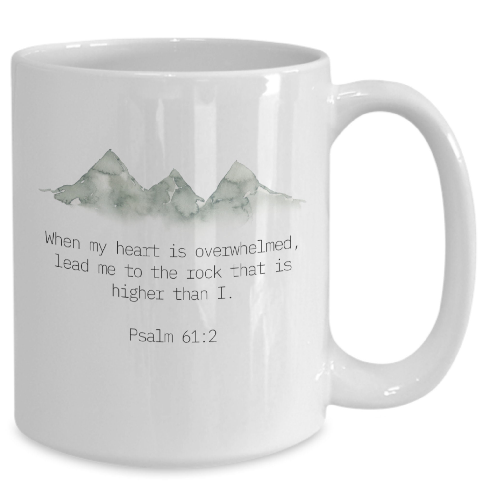Psalm 61:2 Lead Me to the Rock Inspirational Scripture Coffee Mug