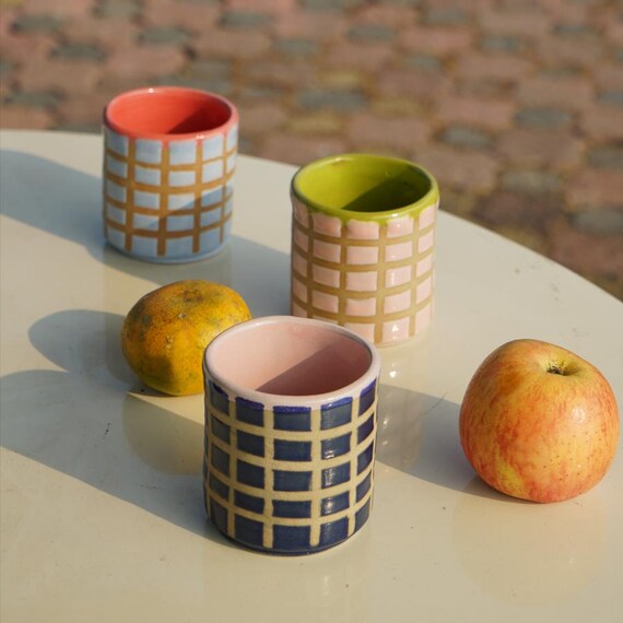 Handmade Ceramic Cup | 200ml Vintage Stoneware Tumbler | Colorful Glazed Pottery | Unique Coffee Mug | Minimalist Kitchen Gift