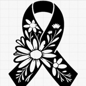 Floral Awareness Ribbon Vinyl Decal / Window Sticker