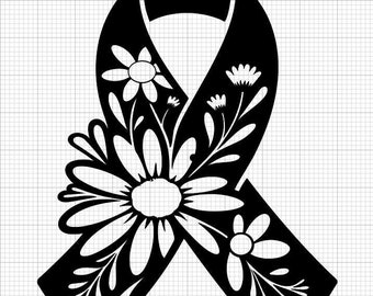 Floral Awareness Ribbon Vinyl Decal / Window Sticker