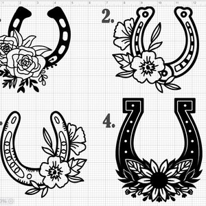 Floral Horse Shoe Vinyl Decal (4 options)