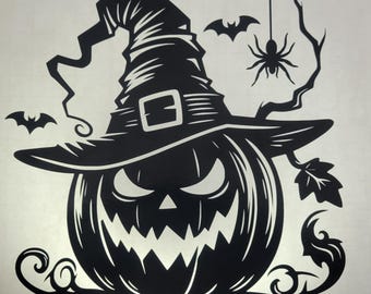 Spooky Jack-O-Lantern Permeant Vinyl Decal / Window Sticker