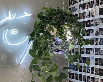 Disco Planter- Hanging Disco Planter- Hanging Wall Planter-Mirror Ball Planter- Disco Light Planter-Hanging Plant Stand- Housewarming Gifts
