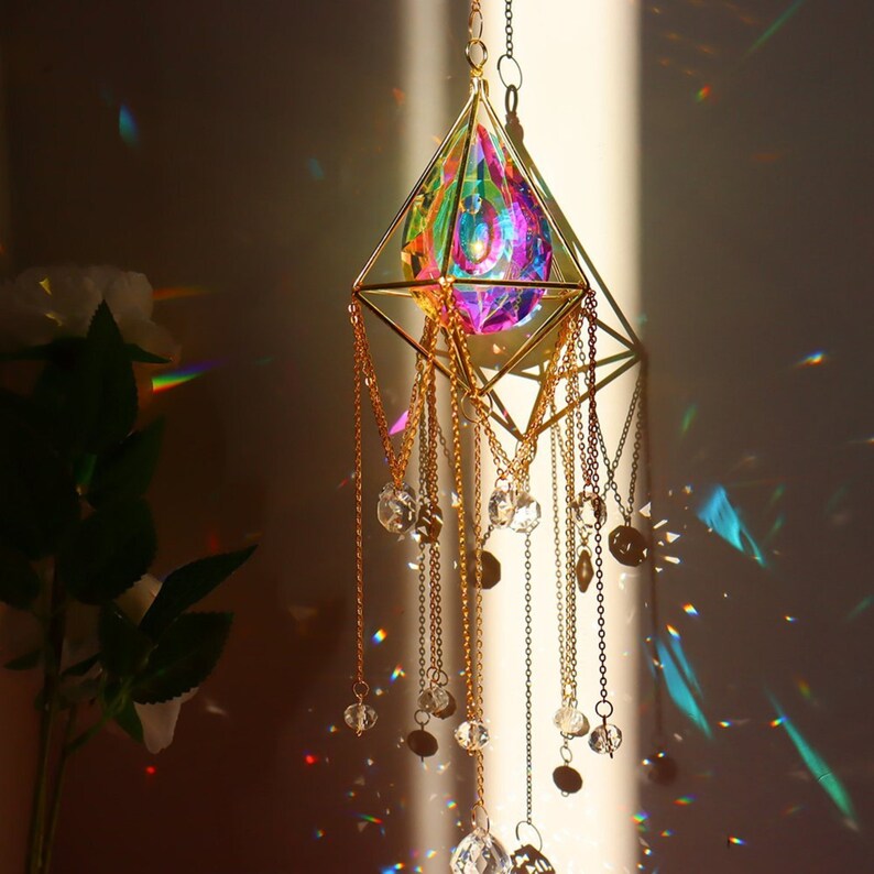 Hanging Crystal Suncatcher Prism Suncatcherrainbow Maker Etsy
