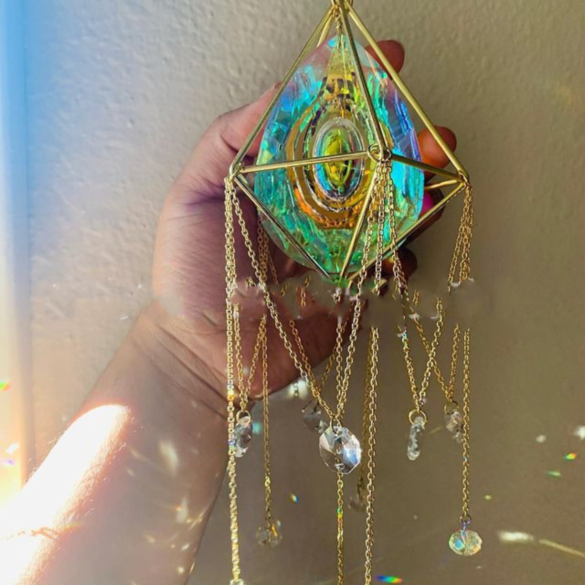 Hanging Crystal Suncatcher Prism Suncatcherrainbow Maker Etsy