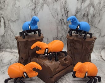 Juguete antiestrés de escarabajo Hércules impreso en 3D / Insecto para construir con hábitat de troncos