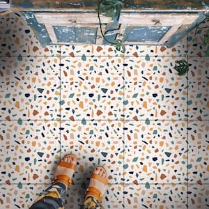 Colorful Terrazzo Peel and Stick Tile Sticker: Waterproof Vinyl Mosaic
