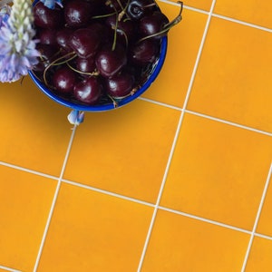 Golden Yellow Tile Stickers: Peel and Stick Floor Decals