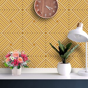 Yellow Seamless Floor Tile Stickers | Peel and Stick Kitchen, Backsplash, Wall Tile Decals | Removable | FREE SHIPPING!