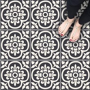 Damask Floral Tile Stickers: Peel & Stick Floor Decals