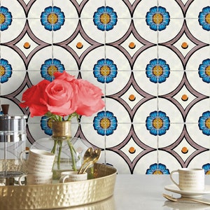 Peel-and-Stick-tegelstickers met bloemen: achterwand keuken badkamer