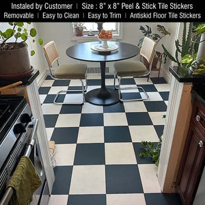Dark Blue & Cream Peel and Stick Floor Tile Stickers: Antiskid Vinyl