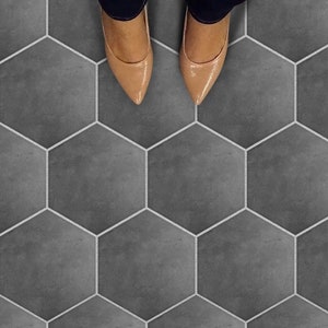 Dark Gray Hexagon Peel and Stick Floor Tile Stickers  |  Kitchen, Bathroom, Backsplash, Floor Tile  Decals  |  FREE SHIPPING!!!