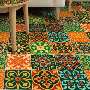 Fiesta Tile Stickers: Retro Kitchen & Bath Vinyl Decals - Anti-Skid