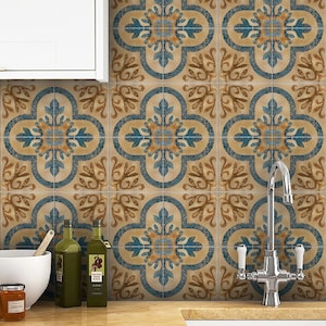 Moroccan Tile Decals: Navy Blue Peel and Stick Stickers