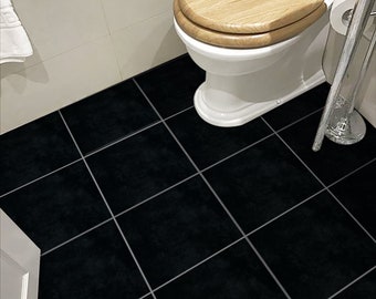 Black Texture Floor Tile Stickers | Peel and Stick Kitchen, Bathroom Backsplash & Wall Tile Vinyl Decals | Waterproof