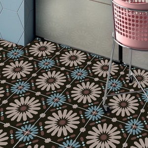 Moroccan Floral Tile Decals: Peel and Stick Vinyl Stickers