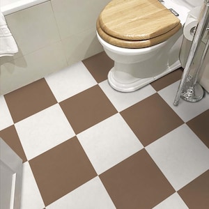 Café Mocha Checker Floor Tile Stickers | Peel and Stick Tile Decals for Kitchen, Bathroom and Wall | Waster Proof | Free Shipping
