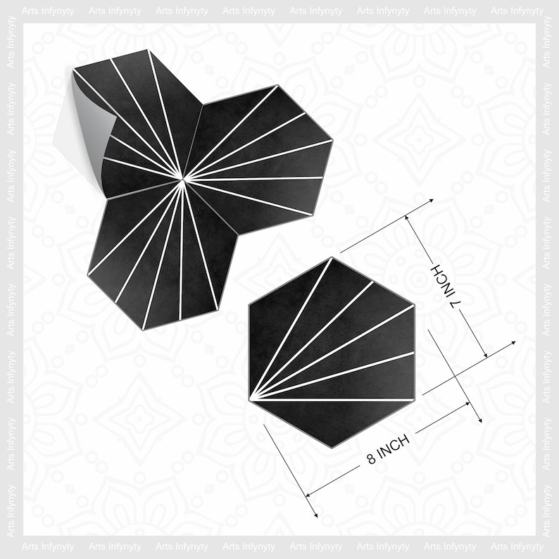 Black Hexagon Floor Tile Stickers Tile Stickers Self Etsy