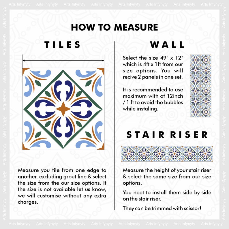 Good Measure Riser Morocco Stair Riser Decal | Peel and Stick Stair Decals | Waterproof ...