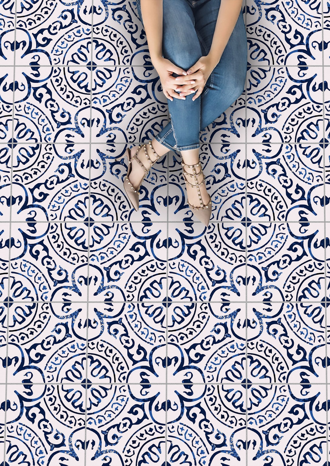 Dark Blue Classic Traditional Mexican Tile Decal Peel and - Etsy