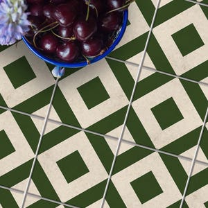 Green Heritage Tile Stickers: Peel & Stick DIY Decals