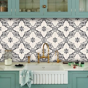 Retro Floral Tile Stickers: Peel & Stick Backsplash Decals