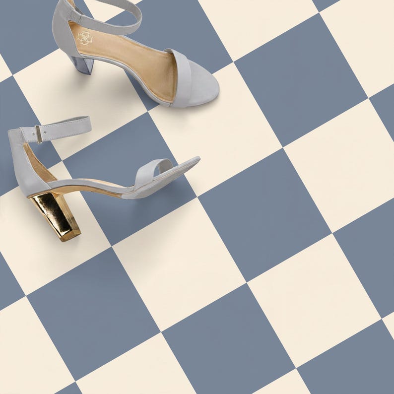Slate Gray & Warm Cream Checkered Tile Stickers | Peel and Stick ...