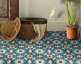 Moroccan Mosaic Floor Tile Deals | Bathroom, Floor & Wall Terracotta Peel and Stick Backsplash Tile Vinyl Decals | Fireplace | Removable