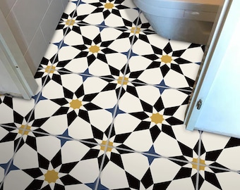 Moroccan Star Floor Tile Stickers | Peel and Stick Backsplash Tile Decals for Kitchen Bathroom & Wall | Removable | Free Shipping