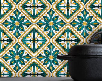 Moroccan Tile Stickers, Hand Crafted, Self Adhesive Stickers, Peel & Stick Tile Decals, Kitchen Backsplash, Bathroom Tile Decals Tile Vinyl