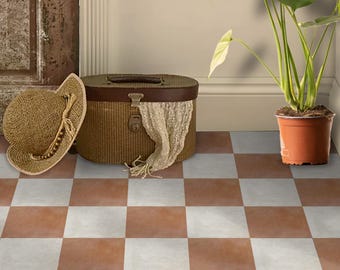 Stickers vloertegels met terracotta- en crèmetextuur | Peel-and-Stick keuken-, muur-, badkamer-, tegelvinylstickers | Antislip voor vloeren