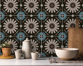 Moroccan Floral Tile Vinyl Decals | Kitchen, Backsplash, Floor & Wall Peel and Stick Tile Stickers | Removable | Free Shipping