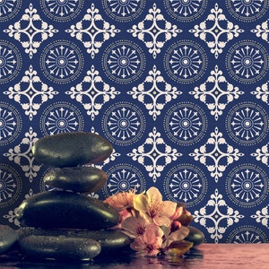 Vintage Dark Blue Tile Stickers: Peel and Stick Backsplash Decals