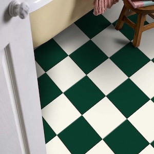 Green and Ivory Checkered Peel and Stick Tile Vinyl: DIY Backsplash Stickers