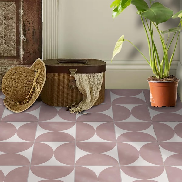 Semicircle Duo Backsplash Tile Stickers | Peel and Stick Kitchen Bathroom Floor Tile Decals | Antiskid & Removable Tile Vinyl's