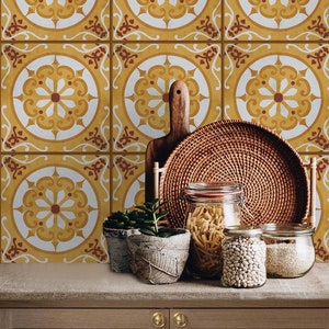 Encaustic peel and stick backsplash tegelstickers | Verwijderbare tegelstickers voor keuken, badkamervloer en muren | GRATIS VERZENDING!