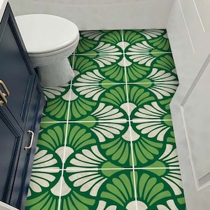 Grüne Blumenschale und Stick Backsplash Fliesenaufkleber | Fliesenaufkleber Küche, Wand, Bad, Boden | Abnehmbar | Kostenloser Versand