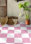Candy Pink & Light White Tile Stickers | Kitchen Bathroom Wall Peel and Stick Tile Decals | Antiskid  Floor Tile Stickers