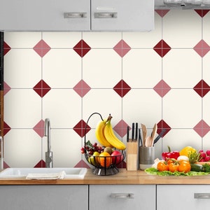 Peel and Stick Geometric Tile Stickers, Removable Tile Stickers, Hand Crafted Decal, Kitchen Wall Floor Bathroom Tile Decals FREE SHIPPING!