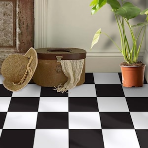 Black and White Checkered Tile Stickers: Peel and Stick Vinyl Decals