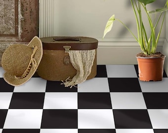Black and White Checkered Tile Stickers: Peel and Stick Vinyl Decals