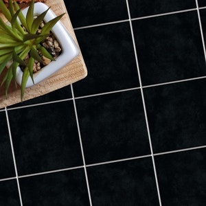 Black Texture Peel and Stick Floor Tile Stickers: Waterproof Backsplash