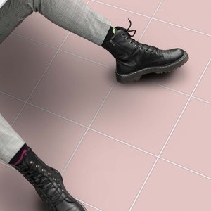 Pearl Pink Peel and Stick Floor Tile Stickers | Kitchen Bathroom Decal ...