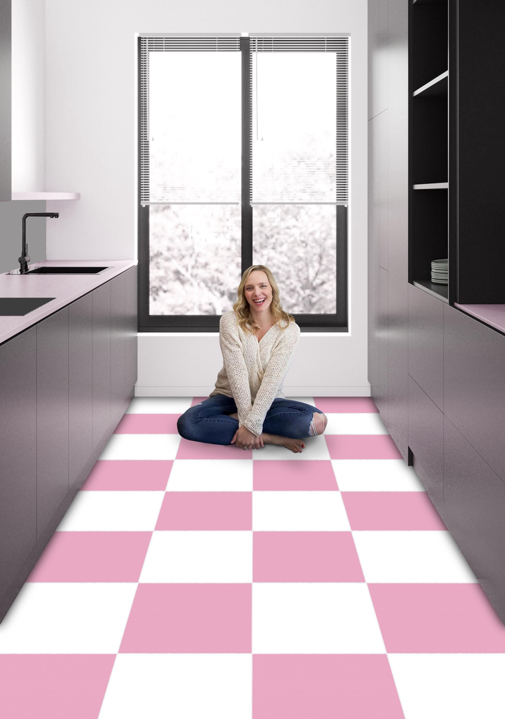 Candy Pink & White Checkered Tile Stickers – Peel and Stick Vinyl