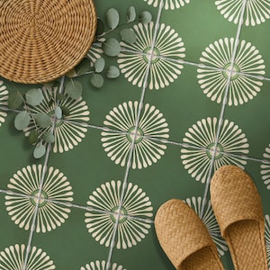 ANEJO EMMELINE Olive Green Floor Tile Stickers | Peel and Stick Tile Vinyl Decals for Kitchen, Bathroom & Wall Backsplash